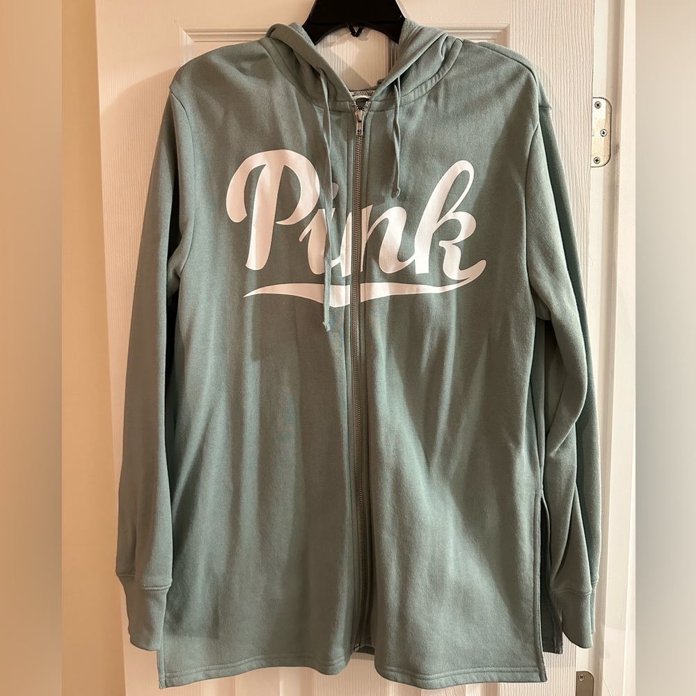 VS PINK Zip Up Hoodie Sage Green